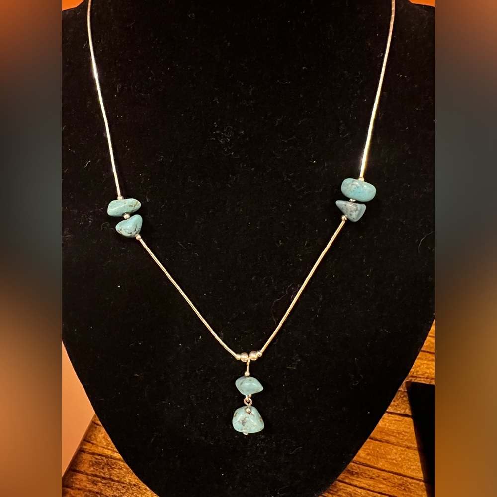 Silver tone and turquoise necklace